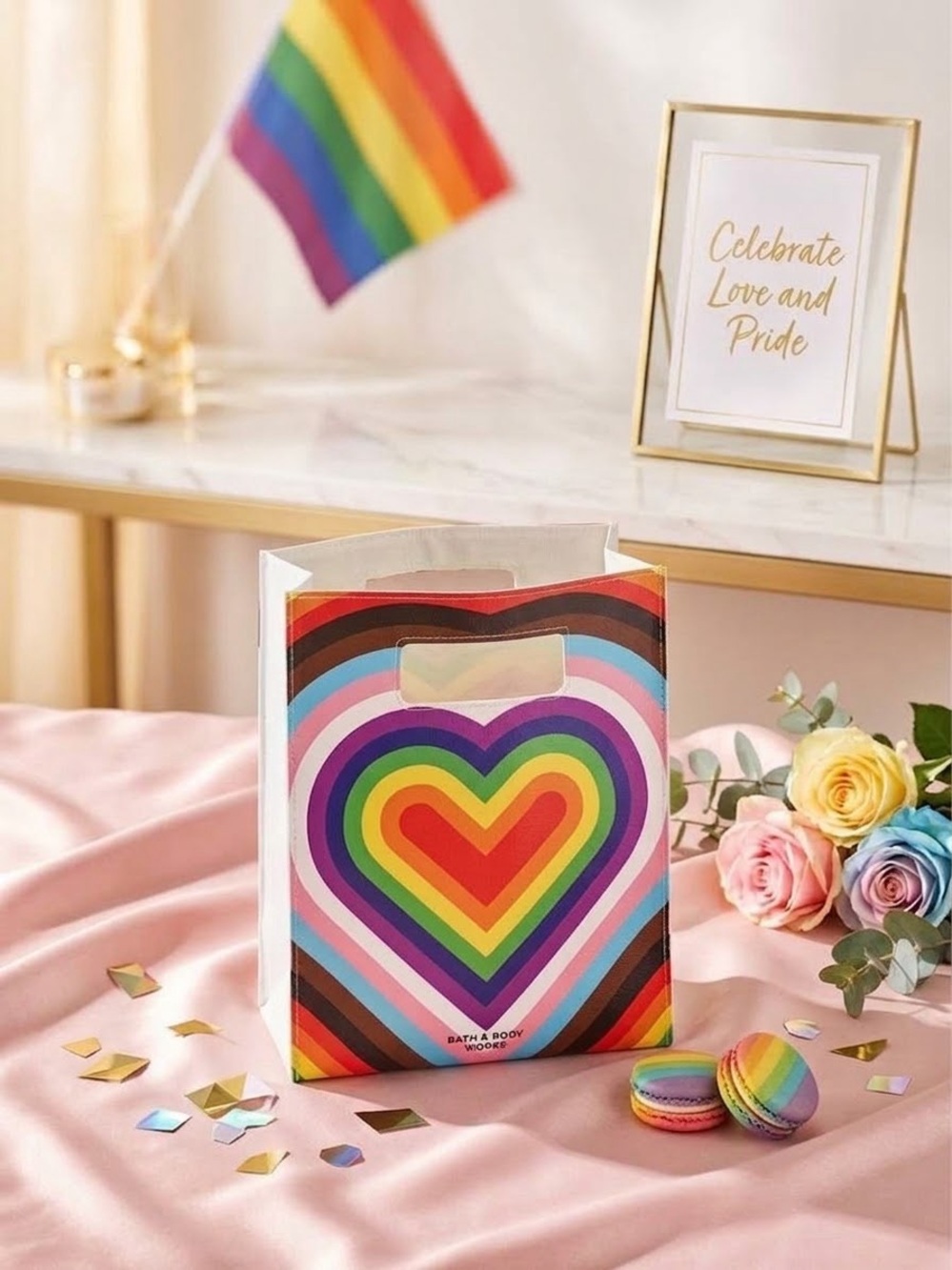 Rainbow Heart Party Favor Gift Bag - Multicolor- bath and body works